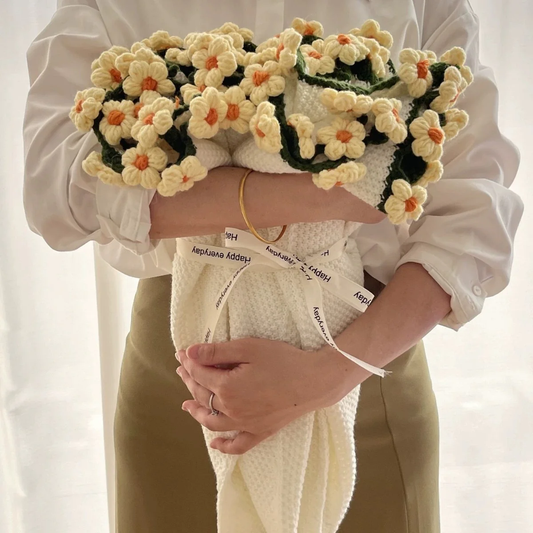 Hand-crocheted bouquet blanket/Pink daisy
