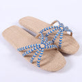 Hand-woven cattail cotton and linen rope slippers