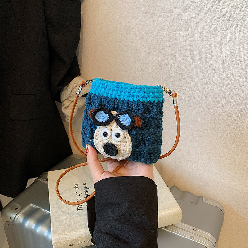 Puppy knitted bag, unique and niche, handmade knitted crossbody bag