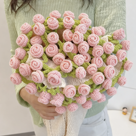 Hand-crocheted bouquet blanket/pink