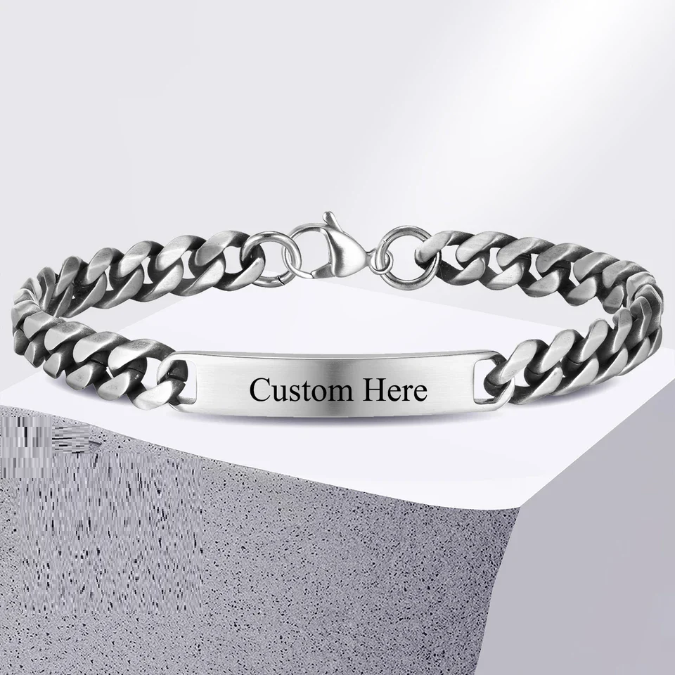 Custom stainless steel nameplate bracelet