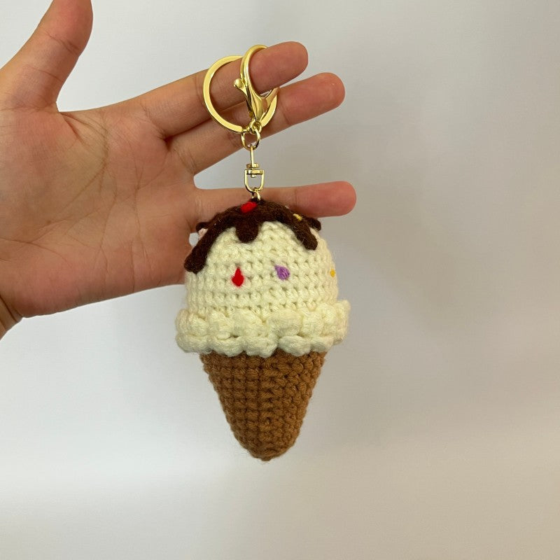 Hand-crocheted cartoon food-shaped doll keychain pendant