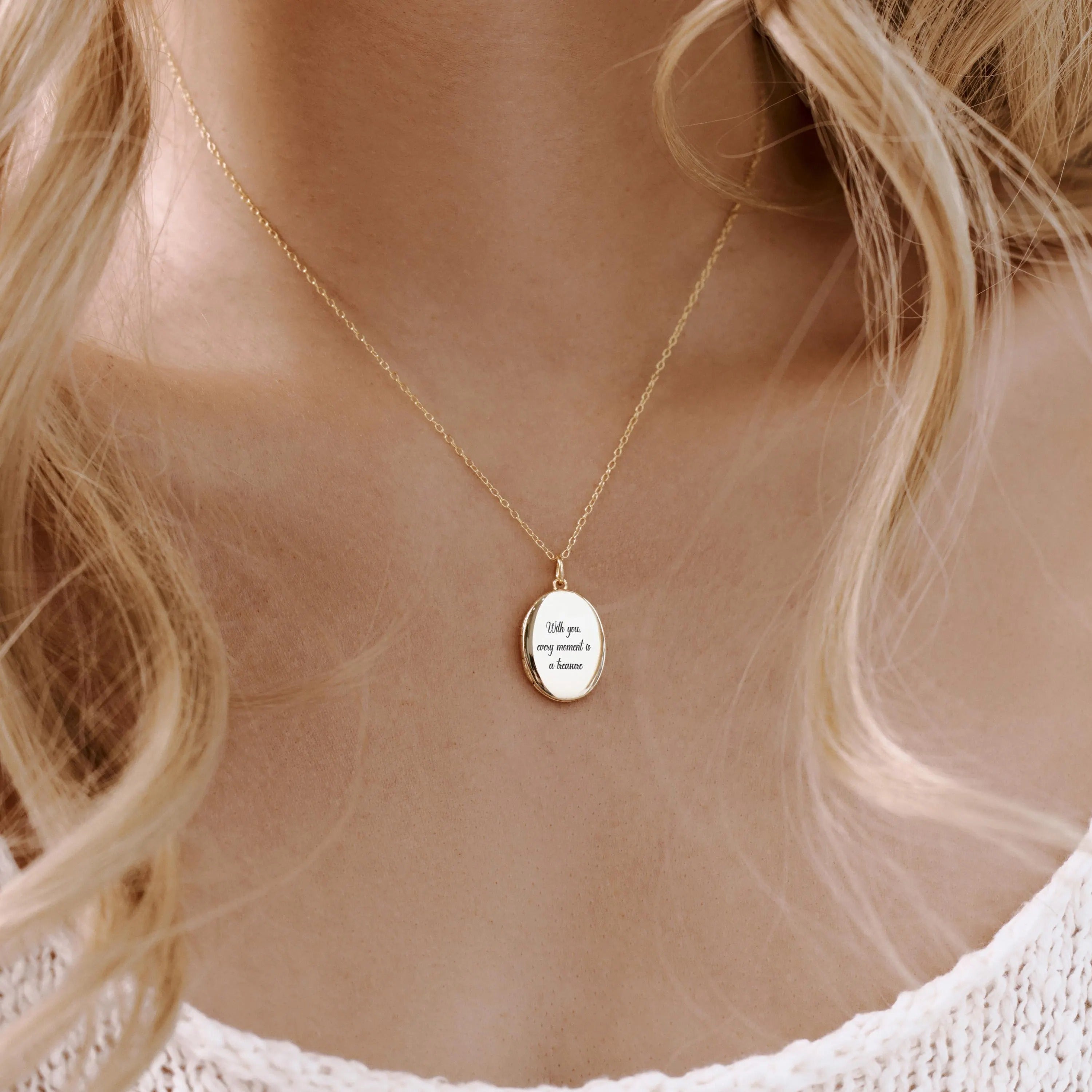Personalized Oval Locket Necklace with Photo