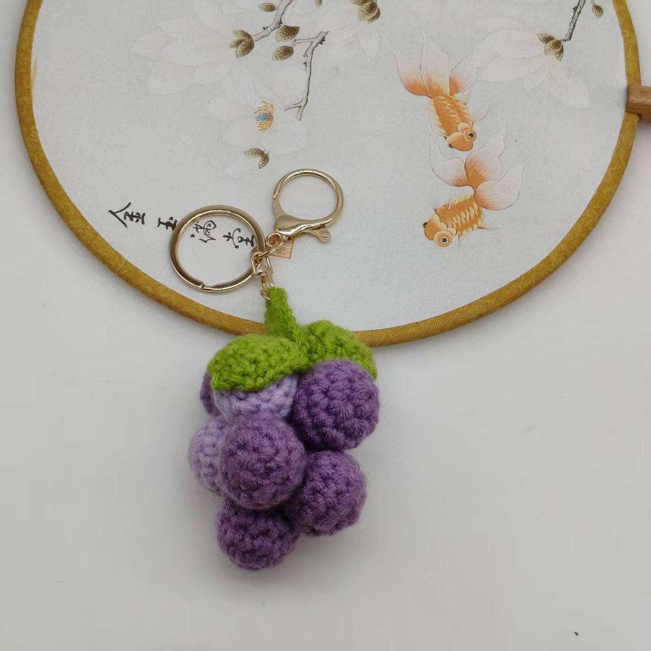 Handmade knitted fruit pendant, wool knitted bag charm