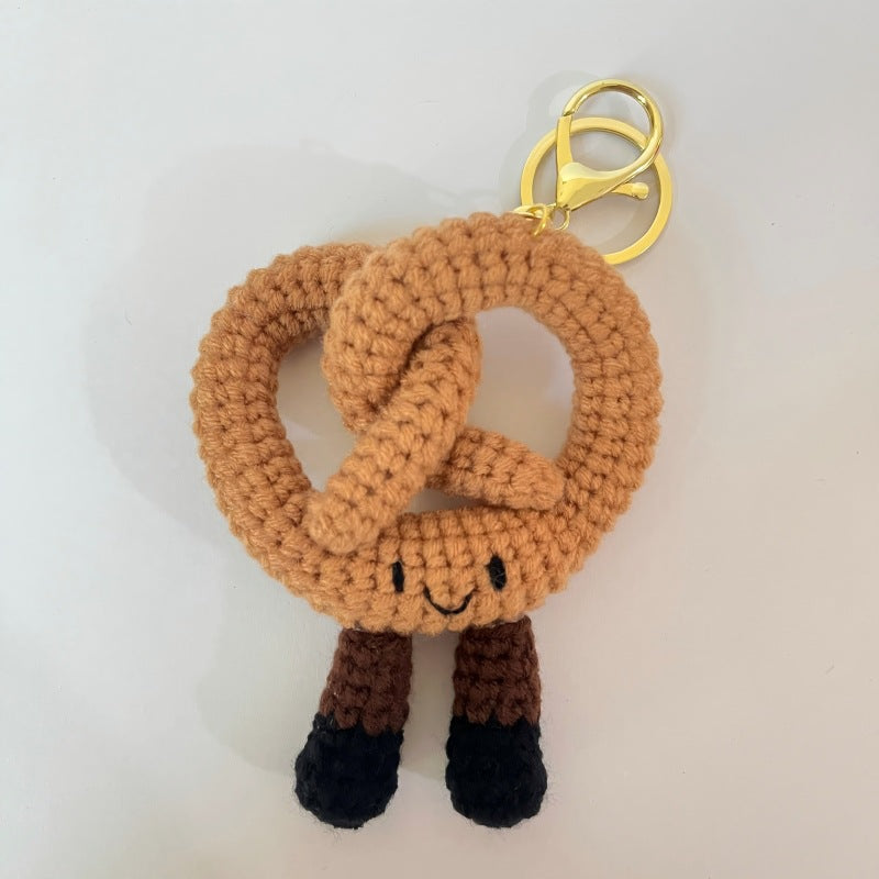 Hand-crocheted cartoon food-shaped doll keychain pendant