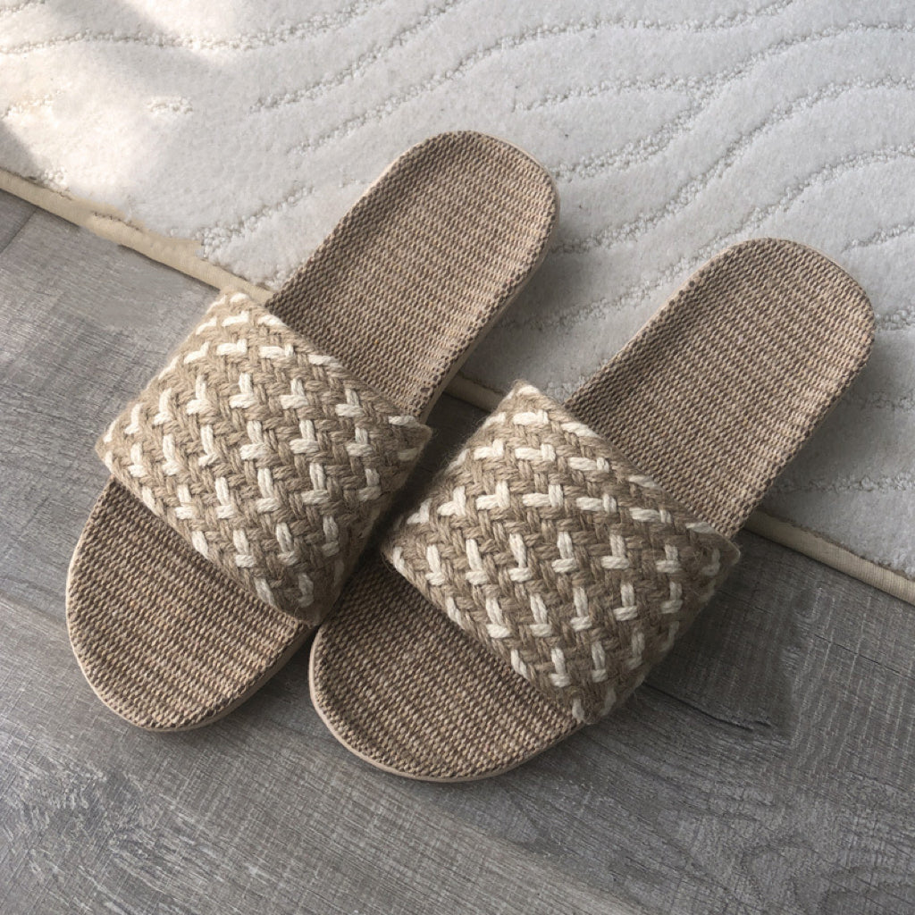 Unisex hand-woven linen slippers