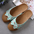 Summer non-slip handmade rattan and grass woven slippers for women