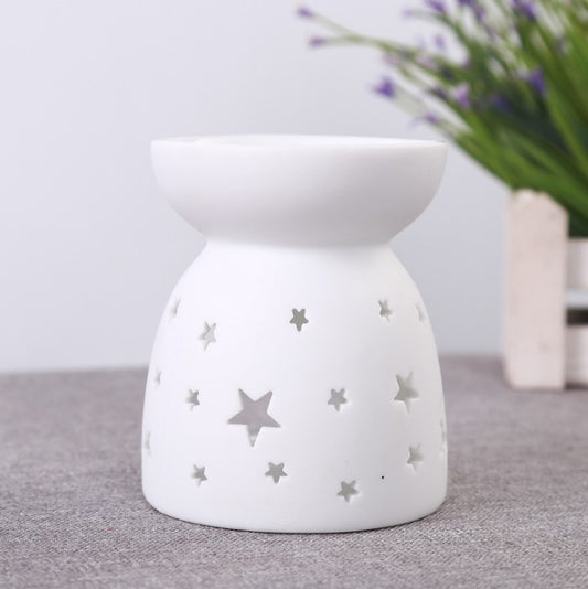 Handmade ceramic openwork incense burner and candle holder ornament