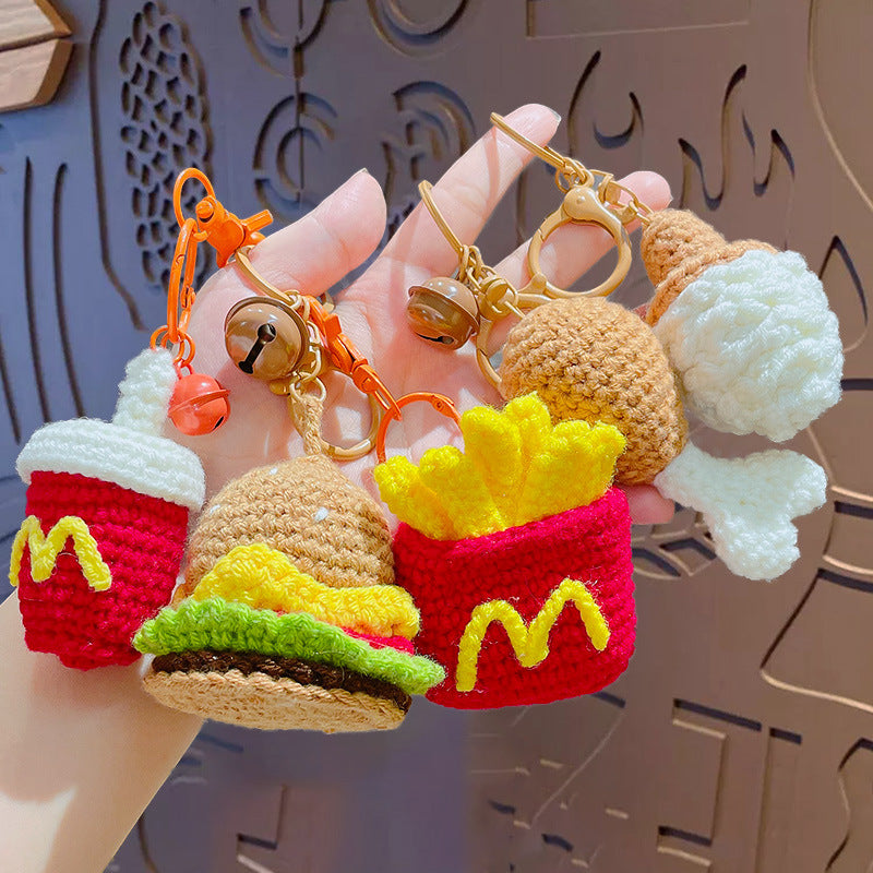 Hand-crocheted McDonald's Family Bucket series keychains