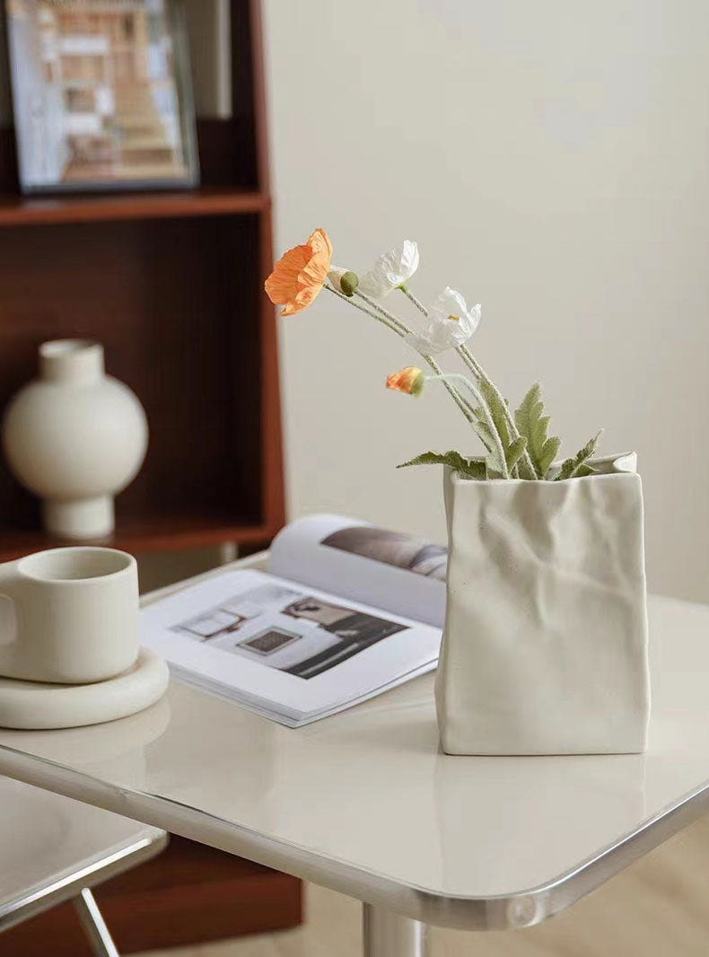 Handmade paper bag-shaped vase ornament