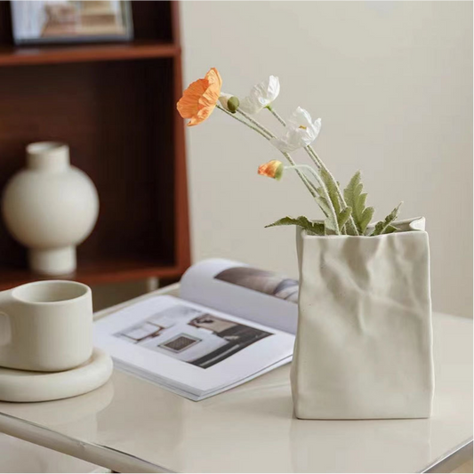 Handmade paper bag-shaped vase ornament