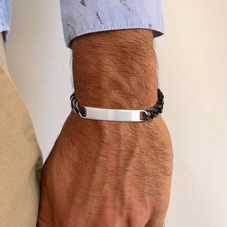 Custom stainless steel nameplate bracelet