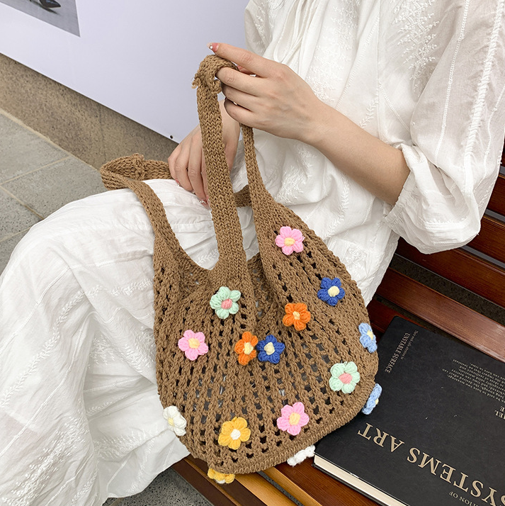 New minimalist beach bag, knitted loose-fitting tote bag