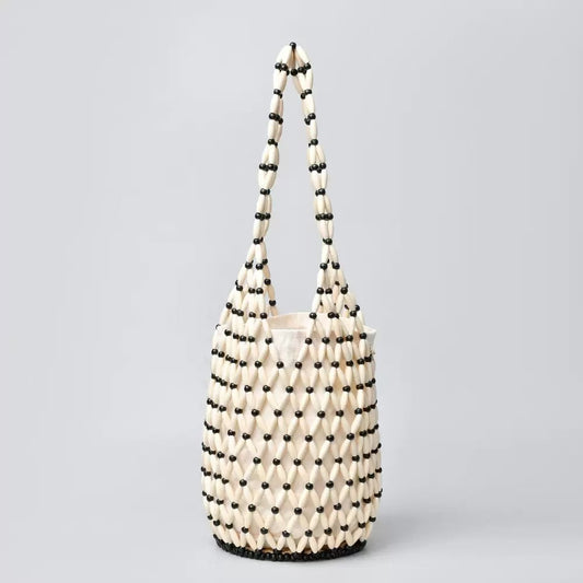 2026 Newest High-End Niche Handmade Woven Beaded Bucket Bag