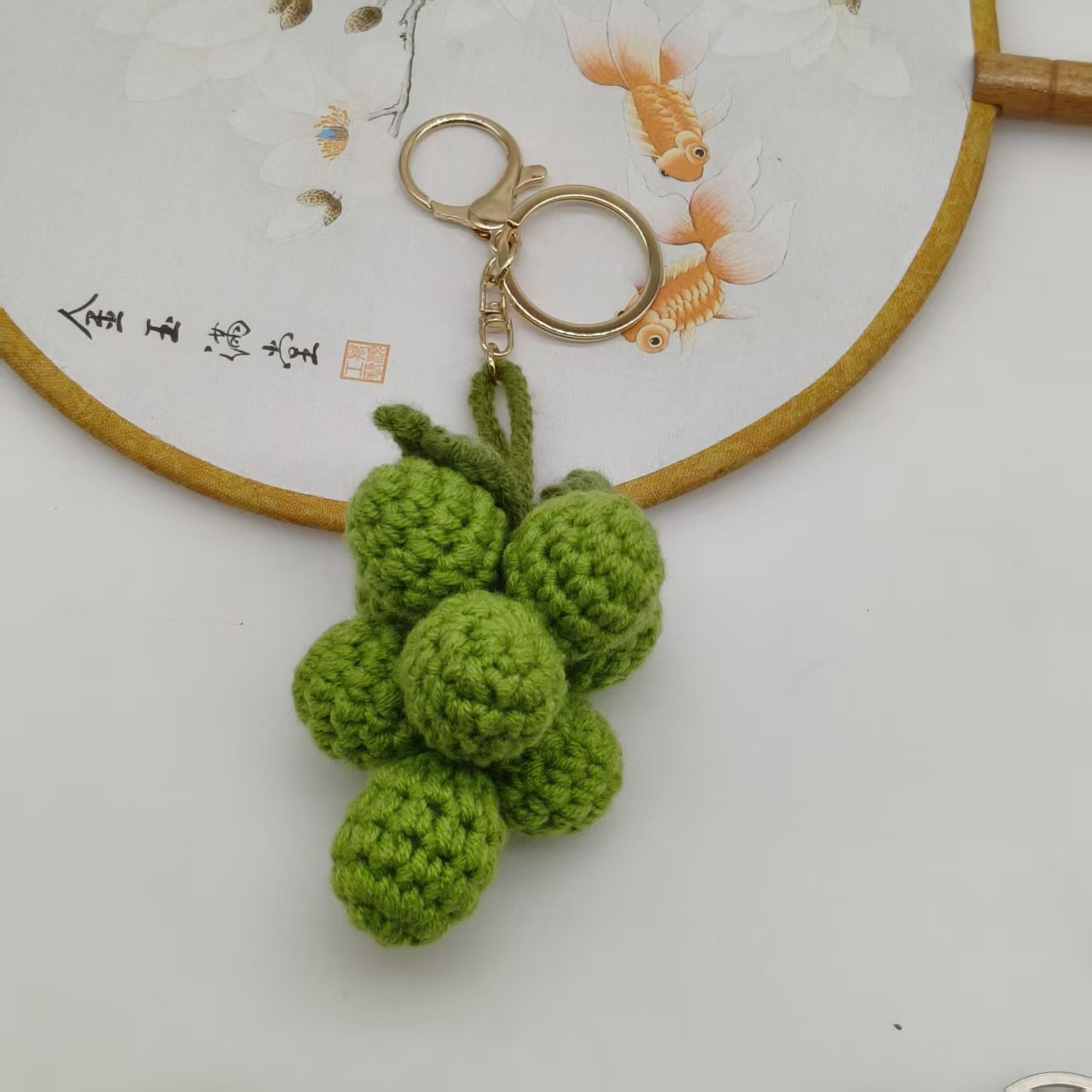 Handmade knitted fruit pendant, wool knitted bag charm