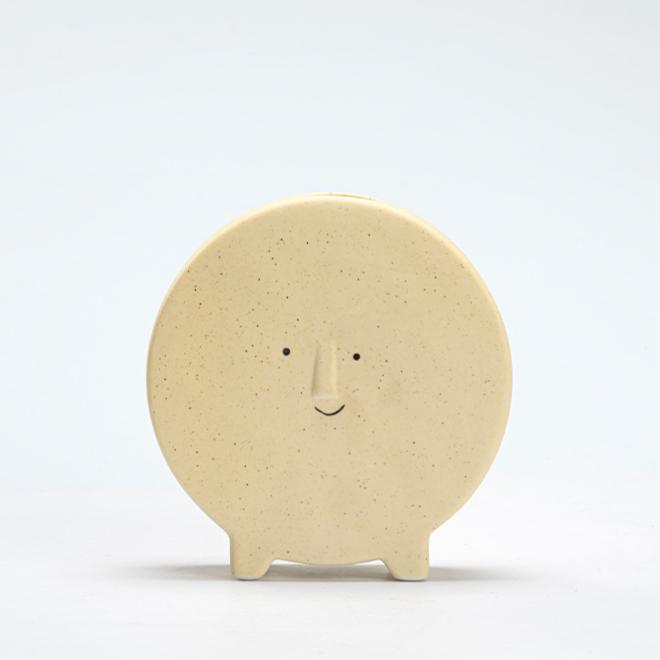 Smiling Round Face Vase Creative Handmade Ceramic Ornament