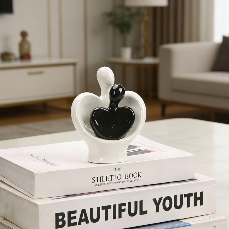 Handmade ceramic couple heart ornaments