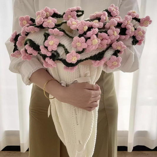 Hand-crocheted bouquet blanket/Pink daisy