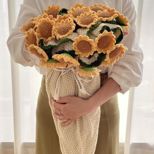 Hand-crocheted floral bouquet blanket / Limited edition sunflower