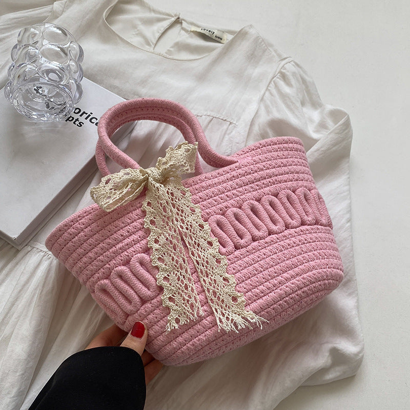 2026 New Style Basket Bag for Women, Fashionable Ins Style, Vacation-Style Rattan Beach Bag