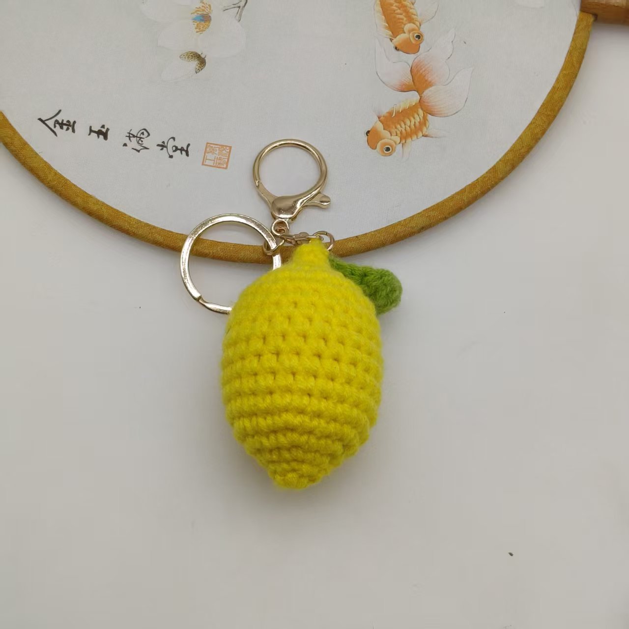 Handmade knitted fruit pendant, wool knitted bag charm