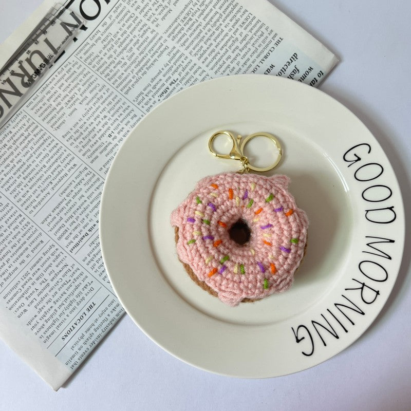 Hand-crocheted cartoon food-shaped doll keychain pendant