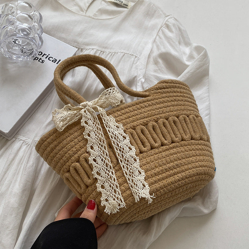 2026 New Style Basket Bag for Women, Fashionable Ins Style, Vacation-Style Rattan Beach Bag
